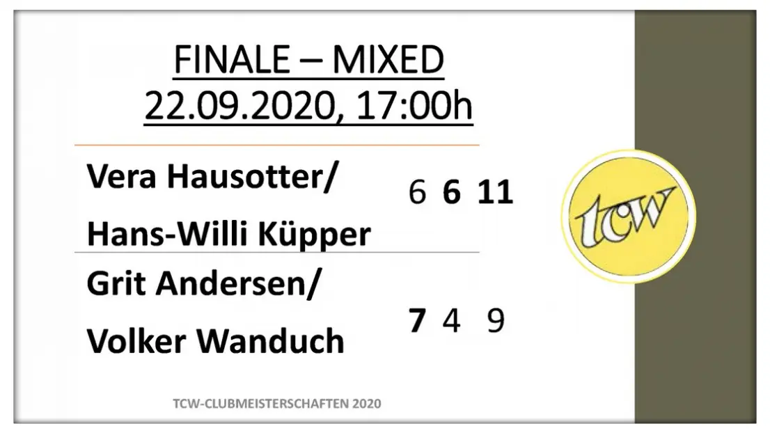 Finale Doppel-Mixed TCW-Clubmeisterschaften 2020