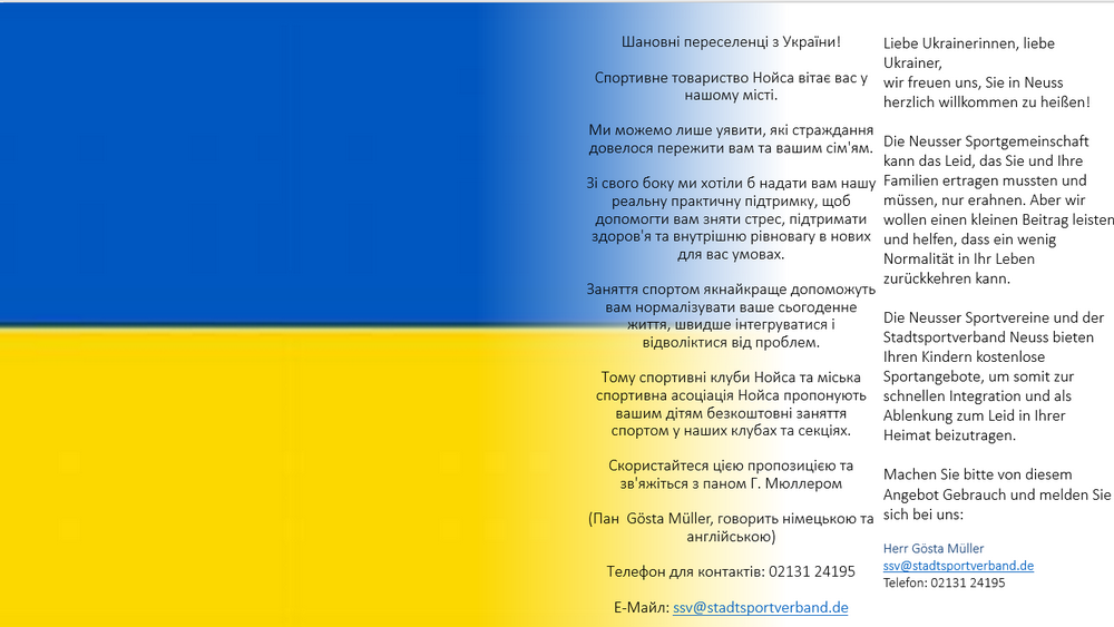 Sportangebote für Menschen aus der Ukraine