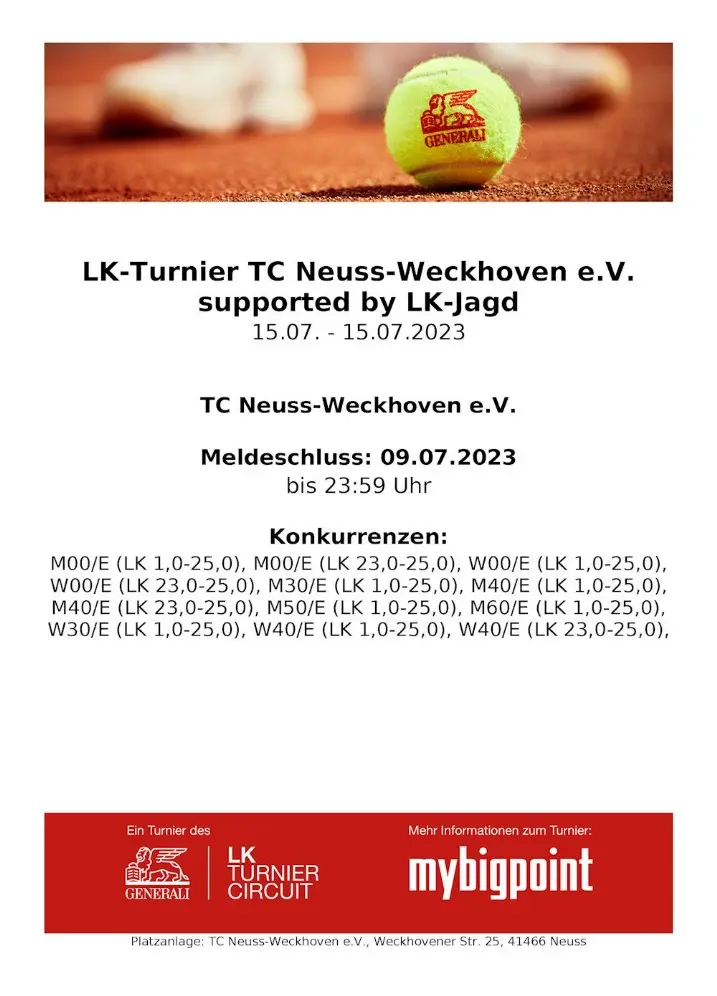 LK-Turnier am 15. Juli im TC Neuss-Weckhoven e.V.