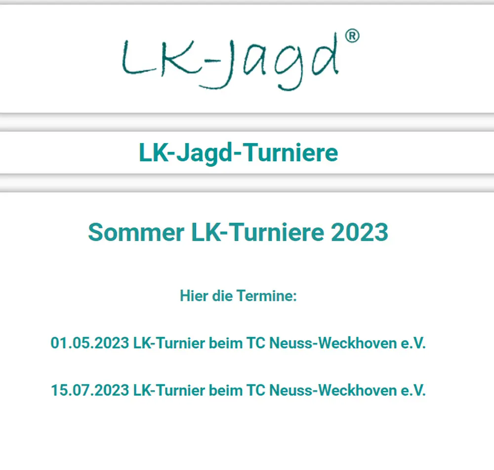 LK-Turniere beim TC Neuss-Weckhoven e.V. in 2023