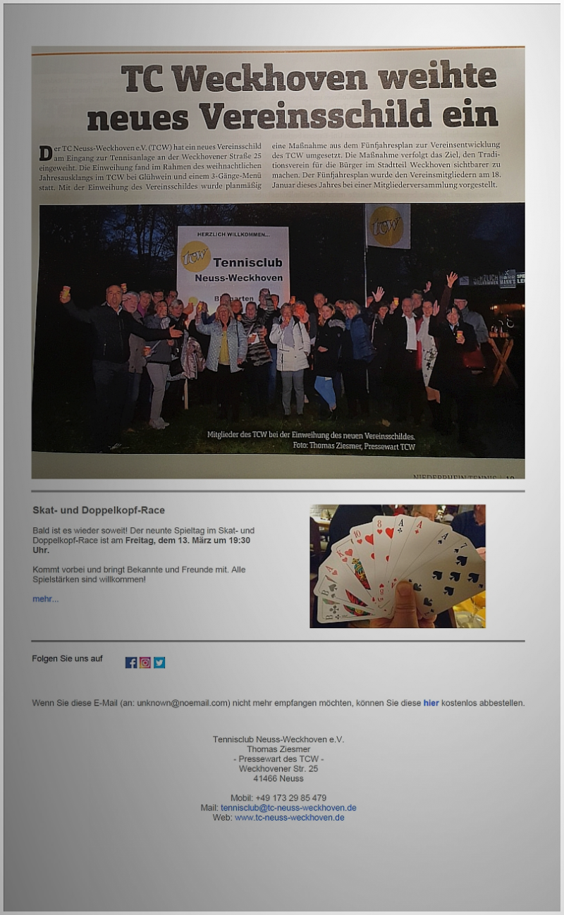 Beispiel-Newsletter des TC Neuss-Weckhoevn - Seite 2 Beispiel-Newsletter des TC Neuss-Weckhoevn - Seite 2