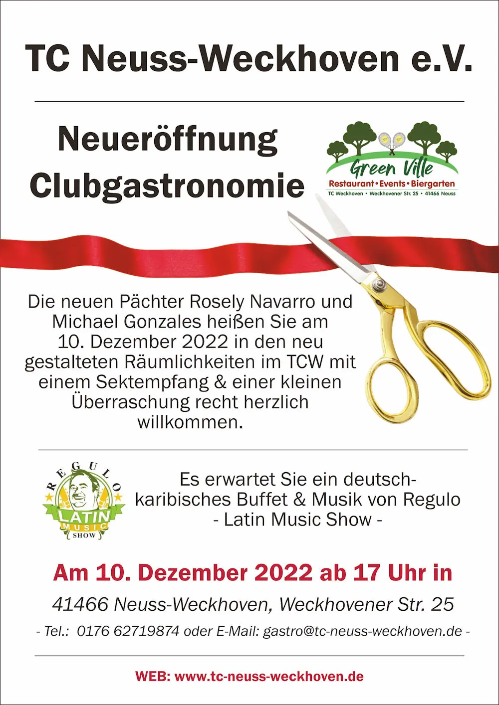 Neueröffnung Clubgastronomie "Green Ville" am 10. Dezember
