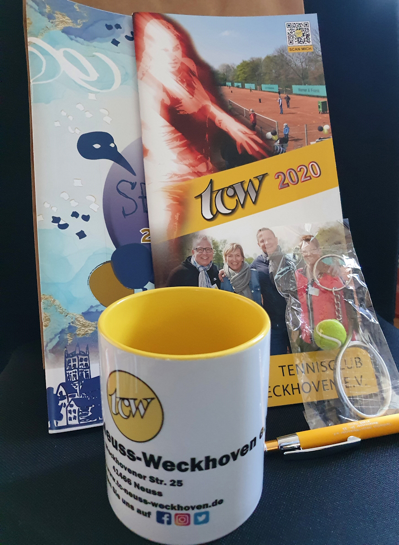 TCW-Tasse, Clubheft, Kugelschreiber, Schlüsselanhänger & Sessionsheft Blaue Funken TCW-Tasse, Clubheft, Kugelschreiber, Schlüsselanhänger & Sessionsheft Blaue Funken