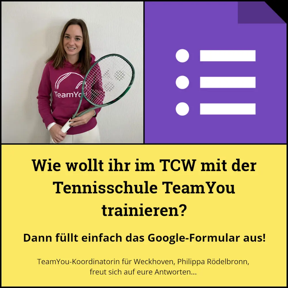 Tennistraining im TCW: TeamYou fragt nach euren Wünschen, ihr antwortet